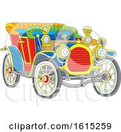Clipart Of A Colorful Antique Convertible Car Royalty Free Vector Illustration