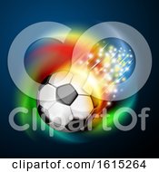Poster, Art Print Of Flying Soccer Ball With Magical Lights And Colorful Swirl On Blue