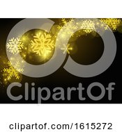 Clipart Of A Golden Christmas Snowflake And Flare Background Royalty Free Vector Illustration