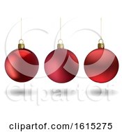 Poster, Art Print Of Background Of 3d Red Christmas Baubles On White
