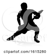Musician Guitarist Silhouette On A White Background