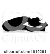 Poster, Art Print Of Yoga Pilates Pose Woman Silhouette On A White Background