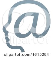 Poster, Art Print Of Profiled Face In An Email Arobase At Symbol