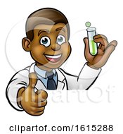 Cartoon Scientist Holding Test Tube Sign by AtStockIllustration