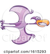 Clipart Of A Flying Purple Pterodactylus Royalty Free Vector Illustration