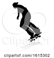 Poster, Art Print Of Skater Skateboarder Silhouette On A White Background