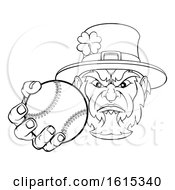 Poster, Art Print Of Leprechaun Holding Baseball Ball Sports Mascot
