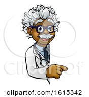 Poster, Art Print Of Scientist Cartoon Character Pointing Sign