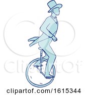 Sketched Circus Performer Riding A Unicycle