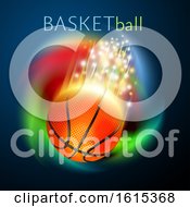 Poster, Art Print Of Basketball Sport Ball Flying Over Rainbow