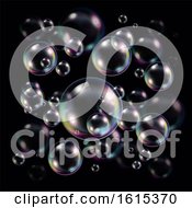 Colorful Transparent Soap Bubbles On Black