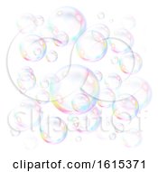 Colorful Transparent Soap Bubbles On White
