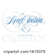 Poster, Art Print Of Blue Merry Christmas And Happy Holidays Greeting On White