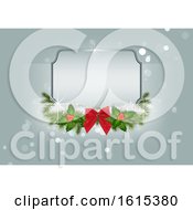 Clipart Of A Christmas Frame With A Bow And Holly Royalty Free Vector Illustration