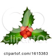 Clipart Of A Sprig Of Christmas Holly Royalty Free Vector Illustration
