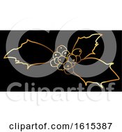 Poster, Art Print Of Golden Sprig Of Christmas Holly On Black