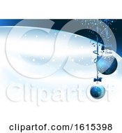 Poster, Art Print Of 3d Christmas Background With Blue Baubles
