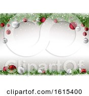 Clipart Of A 3d Christmas Background With Red And Silver Baubles Royalty Free Vector Illustration