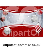 Poster, Art Print Of 3d Christmas Background With Red And Silver Baubles