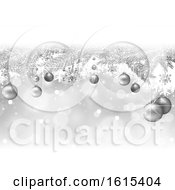 Clipart Of A 3d Christmas Background With Silver Baubles Royalty Free Vector Illustration
