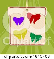 Poster, Art Print Of Bows Selection Hand Drawn Style On Green