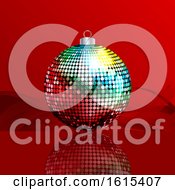 Poster, Art Print Of Christmas Bauble And Reflection On Red And Waves