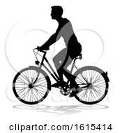 Poster, Art Print Of Bike Cyclist Riding Bicycle Silhouette On A White Background