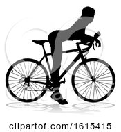 Poster, Art Print Of Woman Bike Cyclist Riding Bicycle Silhouette On A White Background