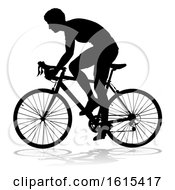 Bike Cyclist Riding Bicycle Silhouette On A White Background