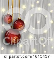 Christmas Baubles On A Wooden Texture