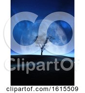 Poster, Art Print Of 3d Tree Against A Moon Night Sky