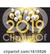 Poster, Art Print Of Happy New Year Background With Balloons And Glitter
