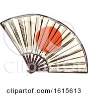 Clipart Of A Sketched Fan Royalty Free Vector Illustration