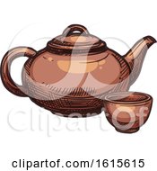 Poster, Art Print Of Sketched Cup And Tea Pot