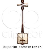 Clipart Of A Sketched Shamisen Royalty Free Vector Illustration
