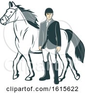 Clipart Of A Retro Horse And Equestrian Royalty Free Vector Illustration by Vector Tradition SM
