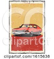 Poster, Art Print Of Muscle Car On A Distressed Background