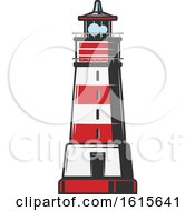 Clipart Of A Red And White Lighthouse Royalty Free Vector Illustration