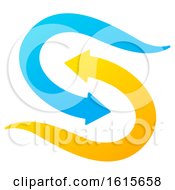 Clipart Of A Blue And Yellow Arrow Design Royalty Free Vector Illustration