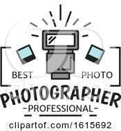 Clipart Of A Camera Flash With Text Royalty Free Vector Illustration