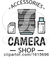Clipart Of A Camera Lens Ssd Card And Usb Drive With Text Royalty Free Vector Illustration