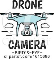 Clipart Of A Flying Drone With Text Royalty Free Vector Illustration