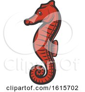 Clipart Of A Red Seahorse Royalty Free Vector Illustration by Vector Tradition SM