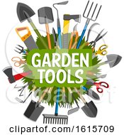 Poster, Art Print Of Circle Of Garden Tools With Text