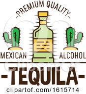 Clipart Of A Tequila Bottle With Text Royalty Free Vector Illustration
