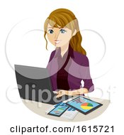 Teen Girl Accounting Course Graphs Illustration