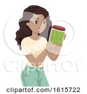 Teen Girl Broccoli Sprouts Illustration