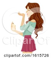 Poster, Art Print Of Teen Girl Sniff Perfume Wrist Illustration
