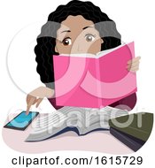 Teen Girl Study Distraction Illustration