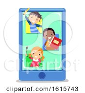 Poster, Art Print Of Stickman Kids Mobile Apps Education Illustration